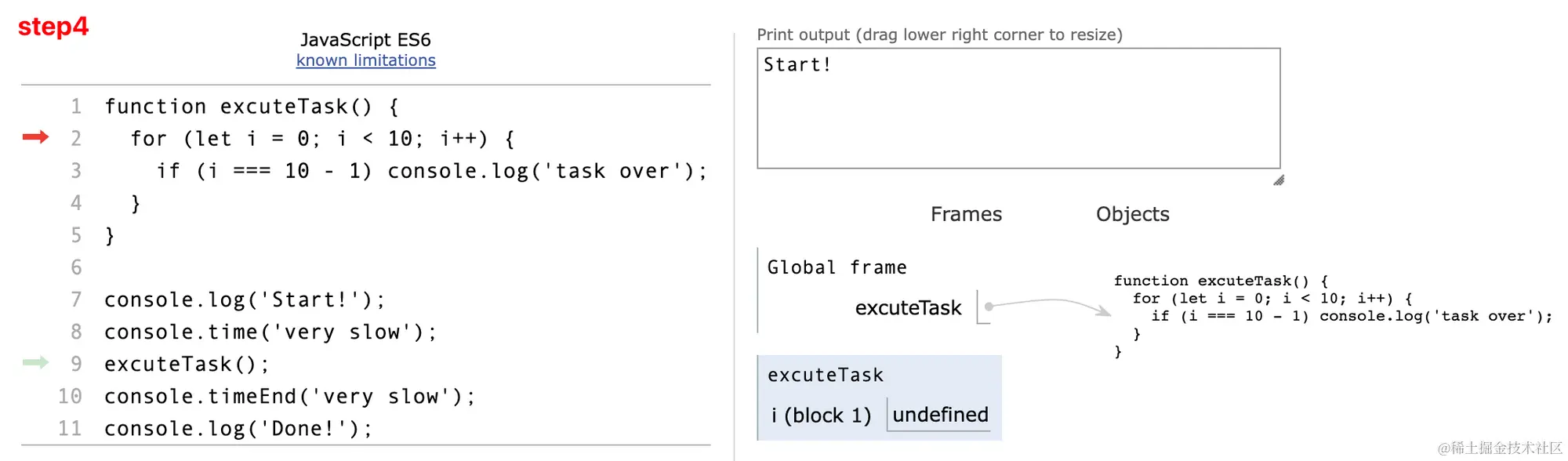 调用 executeTask 函数，创建函数执行上下文，入栈。
