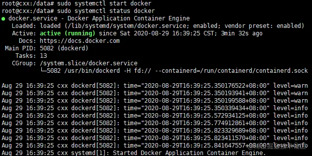 查看docker启动状态