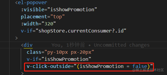 Vue3 v click outside el popover visible 