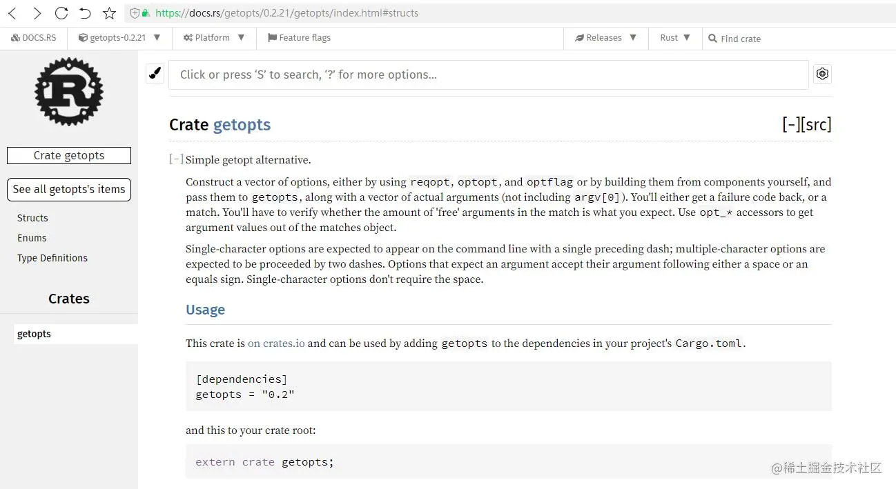 教你用 Rust 构建 CLI 命令行菜单这是一个简单的 Getopt 替代方案。通过文档上提供的两个Structs内含 - 掘金