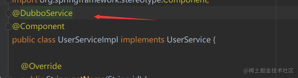 必须加上@DubboService注解