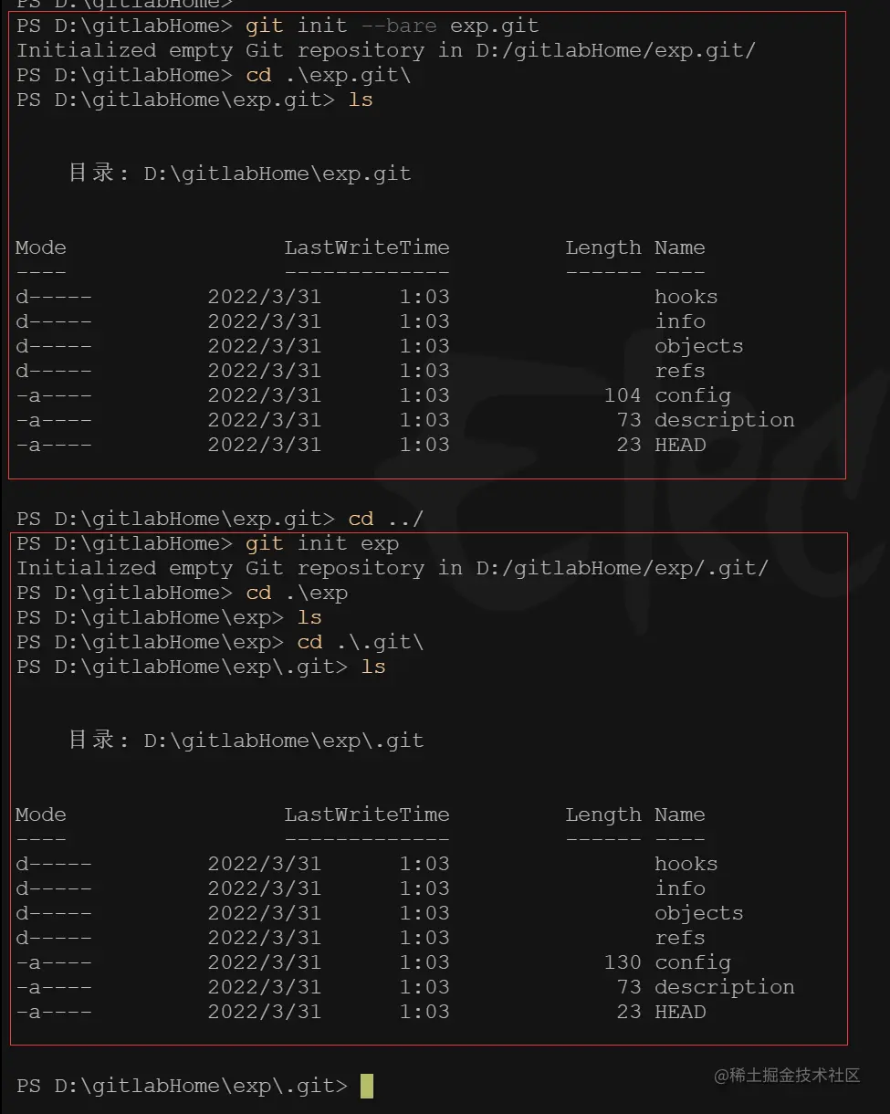 git init 命令执行情况