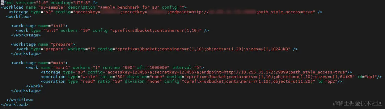 配置工作负载xml