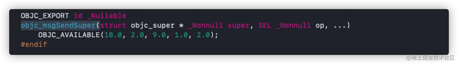 objc_msgSendSuper方法对应的参数