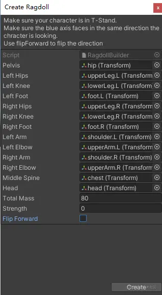 Unity Ragdoll配置界面.png