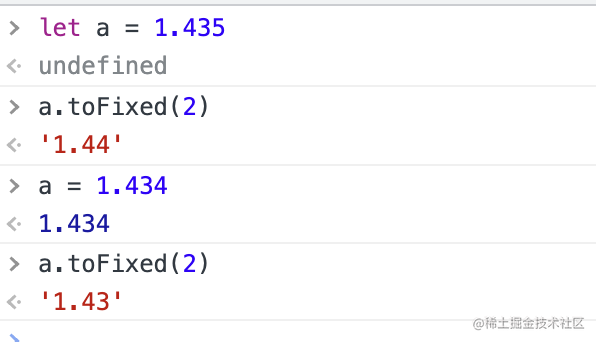 Tofixed方法取值舍与入问题 掘金