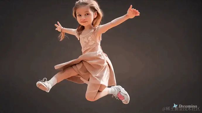 一个 3D 形象的小女孩，在风中奔跑_2024-04-13.gif