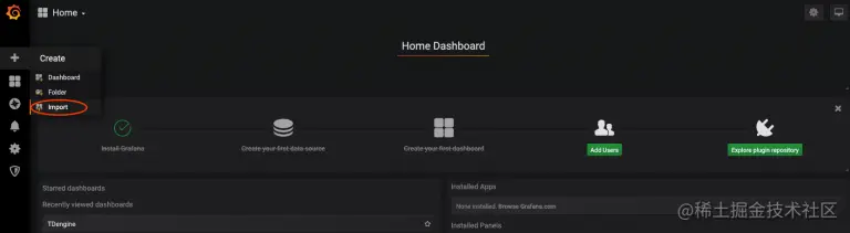 图2. 导入Grafana模板