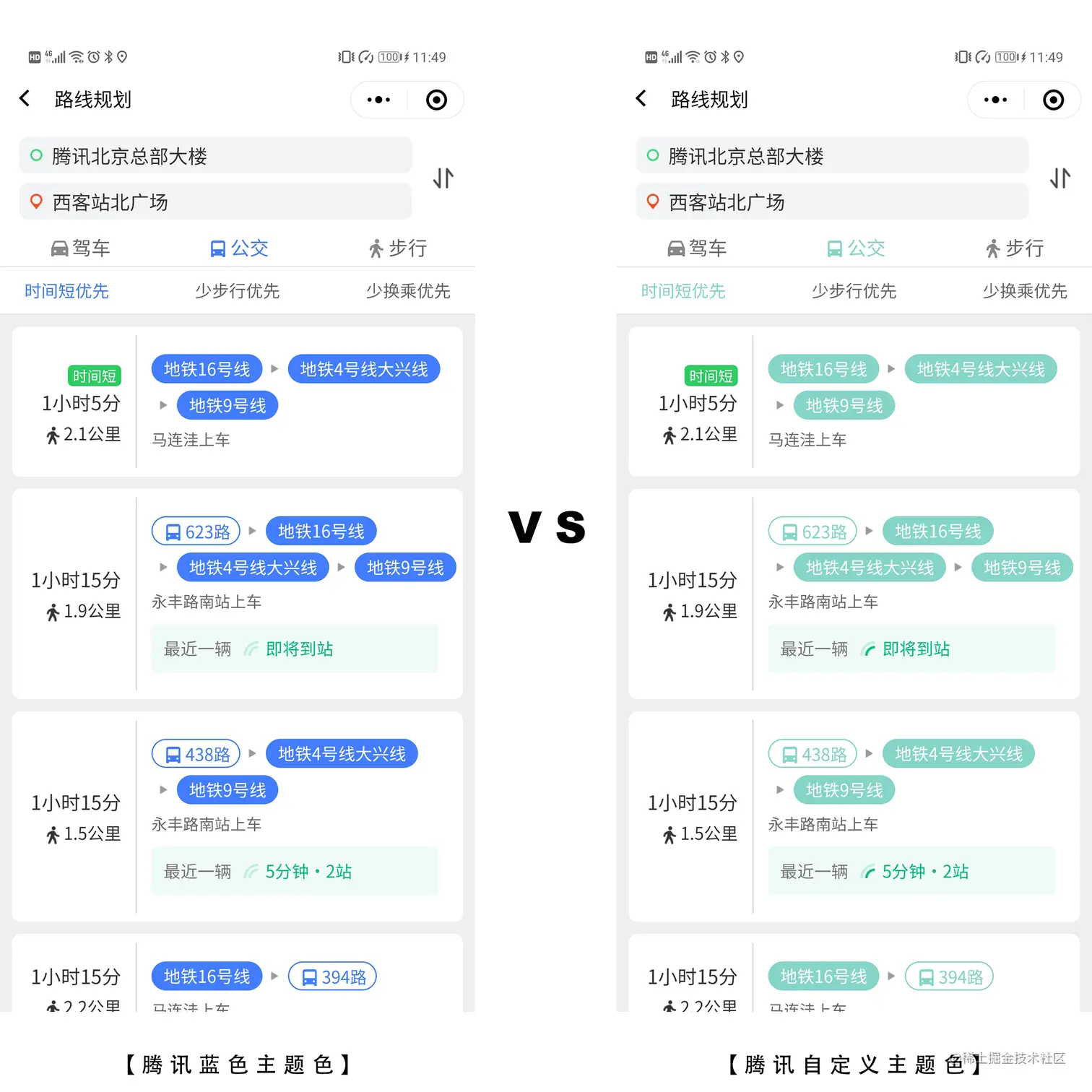 默认主题 VS 自定义主题