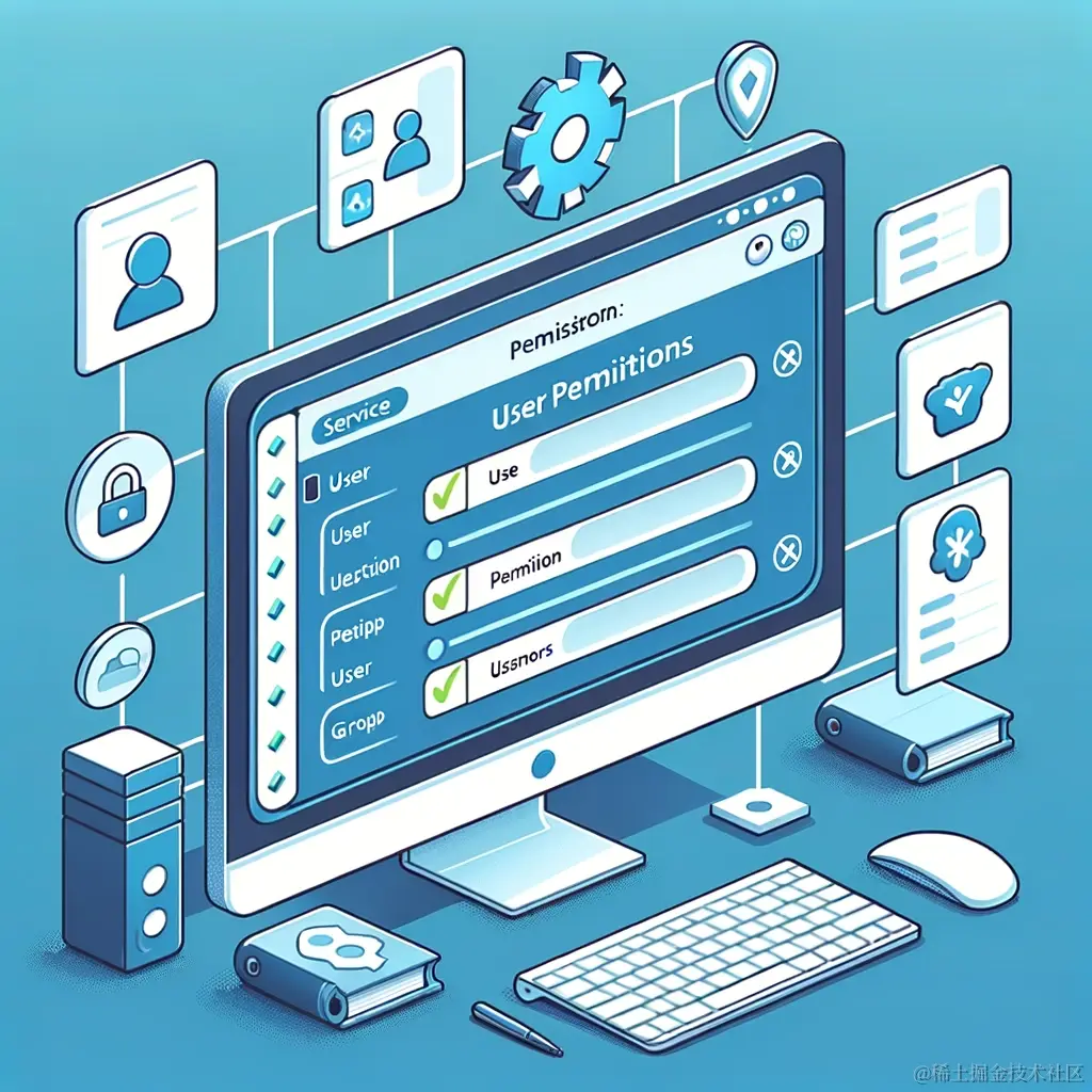 DALL·E 2024-01-12 22.21.05 - An illustration showing the Windows Server WinRM service management interface, with a focus on the user permissions settings window. The image should .png