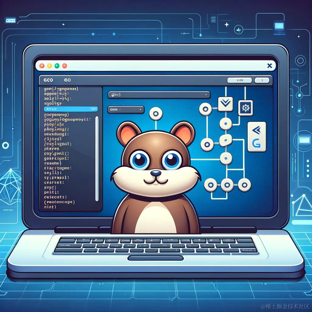 DALL·E 2023-11-25 14.48.19 - Illustration for a technical article about Go programming and module management. The image features a stylized laptop with a Go gopher mascot coding o.png