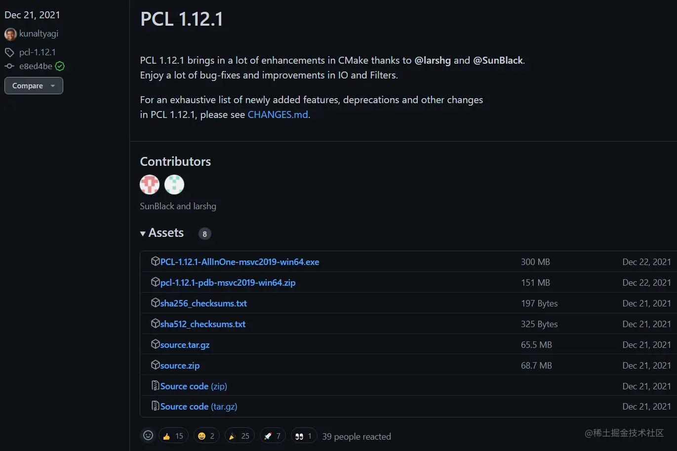 PCL 1.12.1官方发行版Github.png
