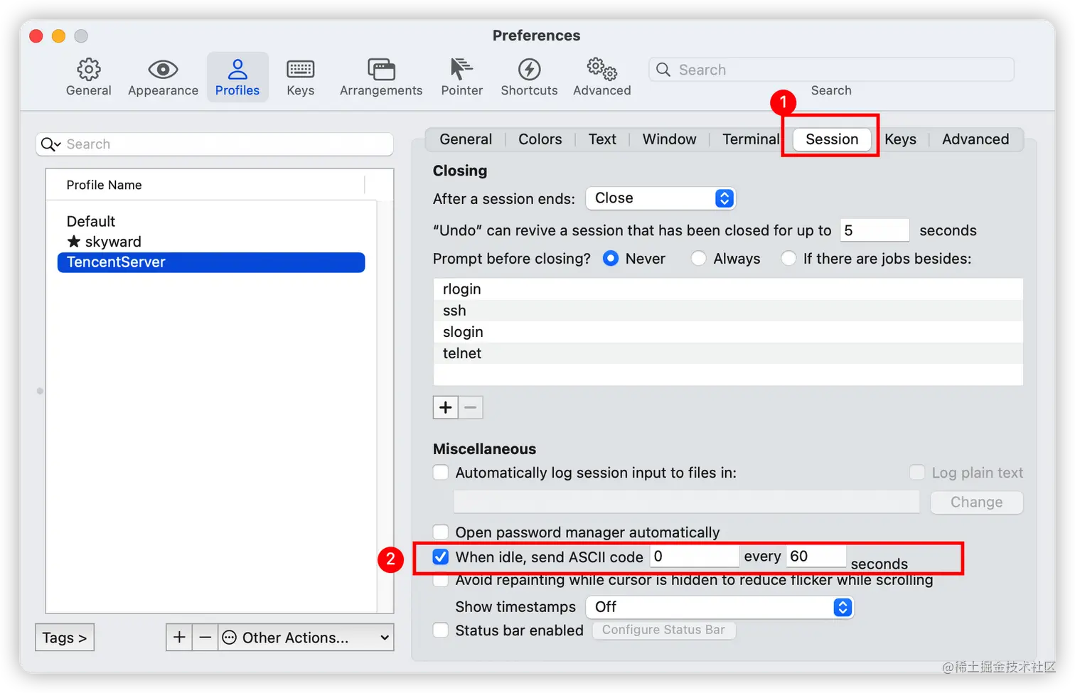 iTerm2保持ssh连接不断开