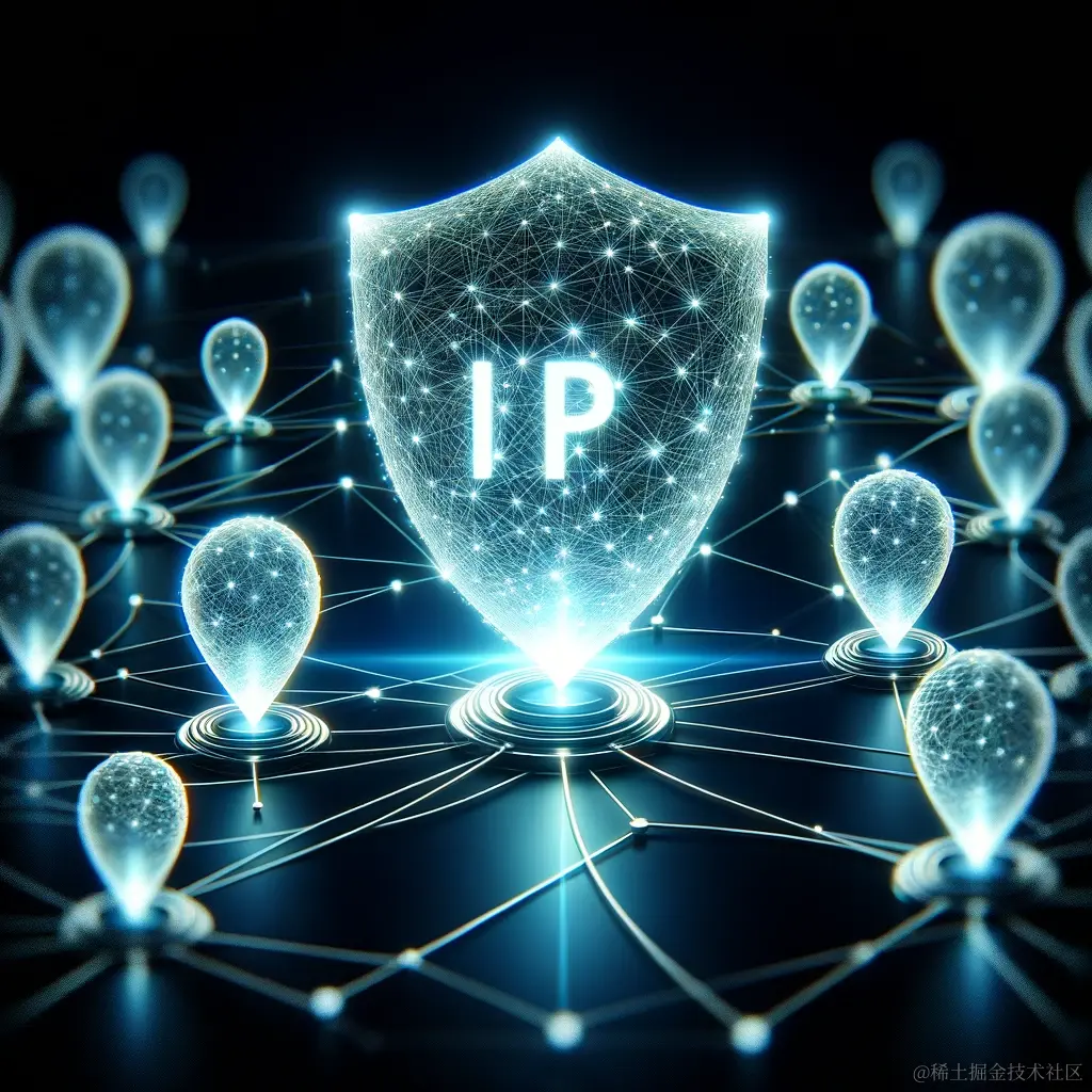 DALL·E 2024-01-14 15.28.39 - An abstract digital illustration representing the concept of IP purity in network technology. The image should feature a network of pristine, glowing .png