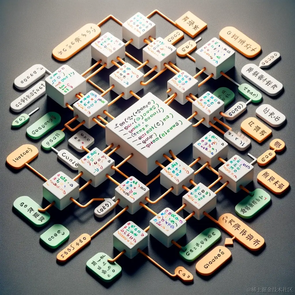 DALL·E 2023-10-14 20.01.13 - photo showing the execution of Go code for Dijkstra's algorithm with code blocks, arrows, and annotations in Chinese.png