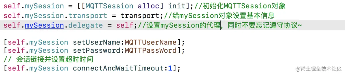 se1f.mySession . ((MOTTSession allocl init);初始化MQTTSession对家.png