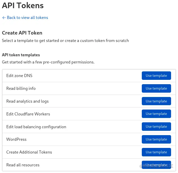 API token templates