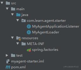 myagent-starter工程的目录结构图